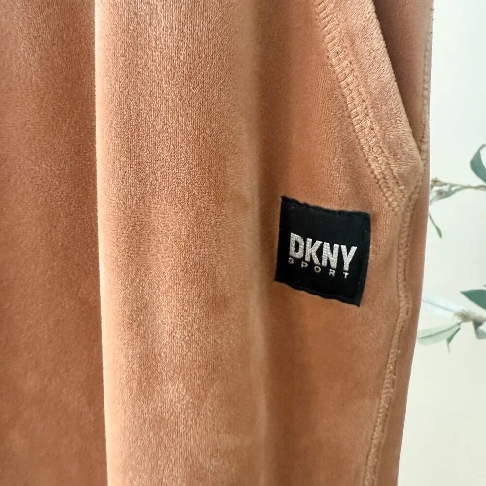 DKNY Sport Velour Jogger | Caramel | Drawstring Waist | Size L - Picture 4 of 9